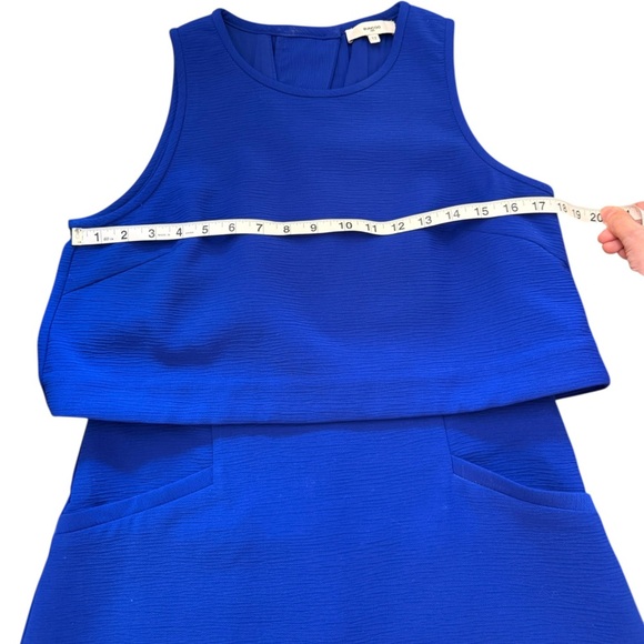 SUNCOO Paris Cyrus Electric Blue Mini Dress Open Back Sleeveless Pockets Size 12 - Picture 15 of 16